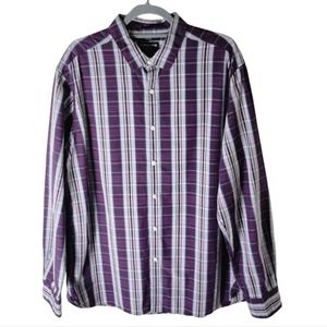 Claiborne slim fit  80's 2 ply men's button down plaid shirt size XL